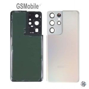 Tampa traseira + Lente para Samsung S21 Ultra 5G Galaxy G998B Prata