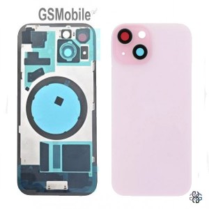 Tampa traseira + suporte metálico rosa para iPhone 15