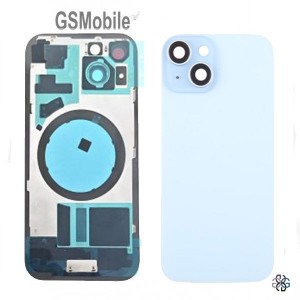 Tampa traseira + suporte metálico azul para iPhone 15